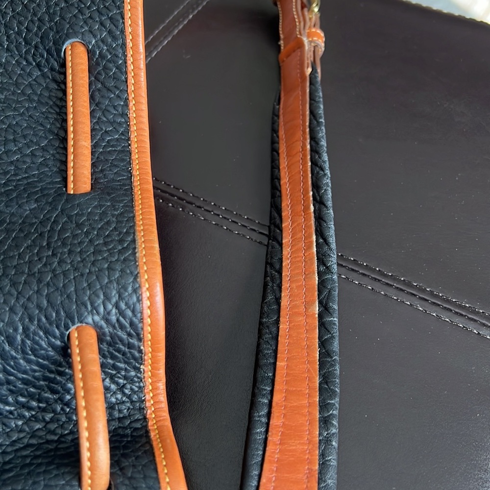 Vintage Dooney and Bourke Pebbled Leather Bucket Bag with brass accents - Picture 11 of 16